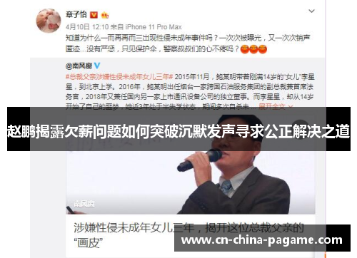 赵鹏揭露欠薪问题如何突破沉默发声寻求公正解决之道 赵鹏揭露欠薪问题如何突破沉默发声寻求公正解决之道